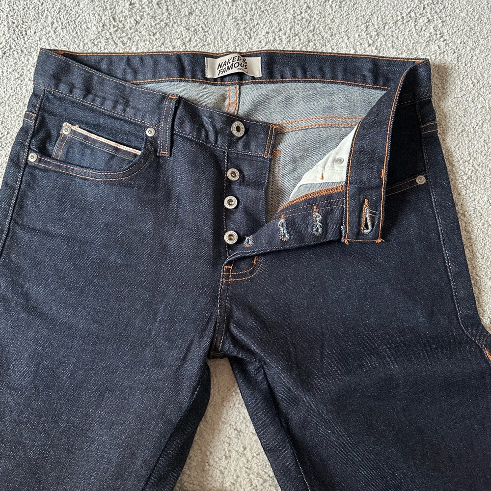 Naked and famous super skinny guy selvage denim jeans